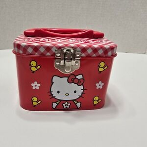 Sanrio HELLO KITTY Tin Box With Handle 1998 In Very Good Condition